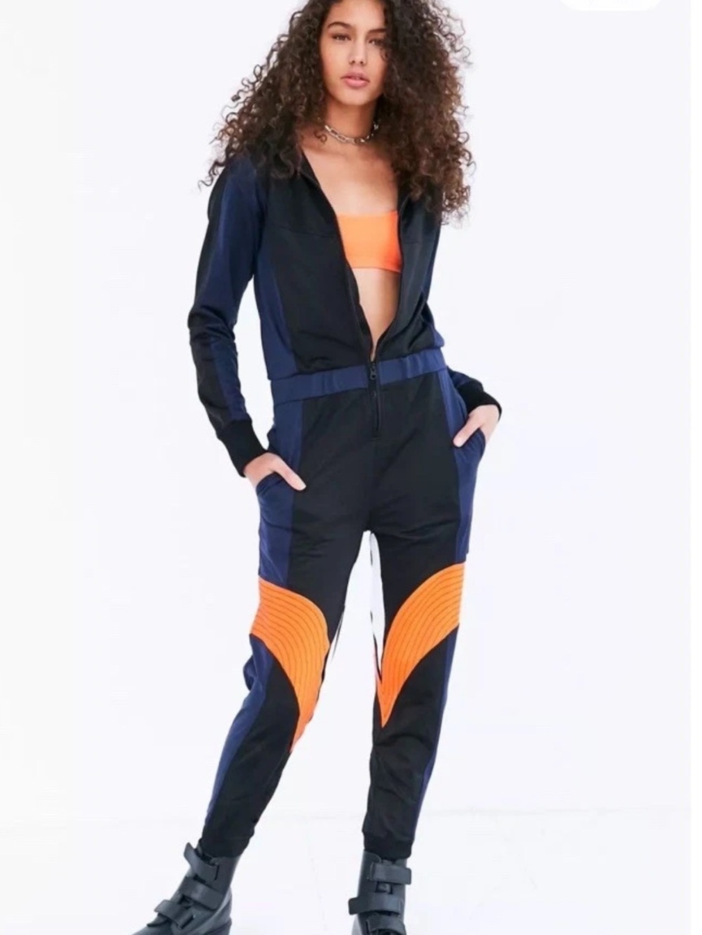 Silence + Noise Urban Outfitters Moto Babe Jumpsuit Tracksuit Small Black New